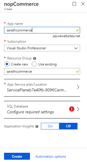 Create A nopCommerce Site In Azure As App Service